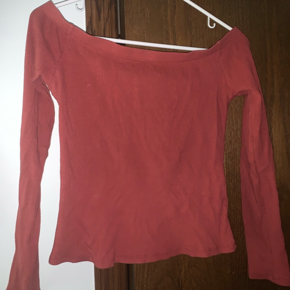 Forever 21 bought. Ribbed over the shoulder top.